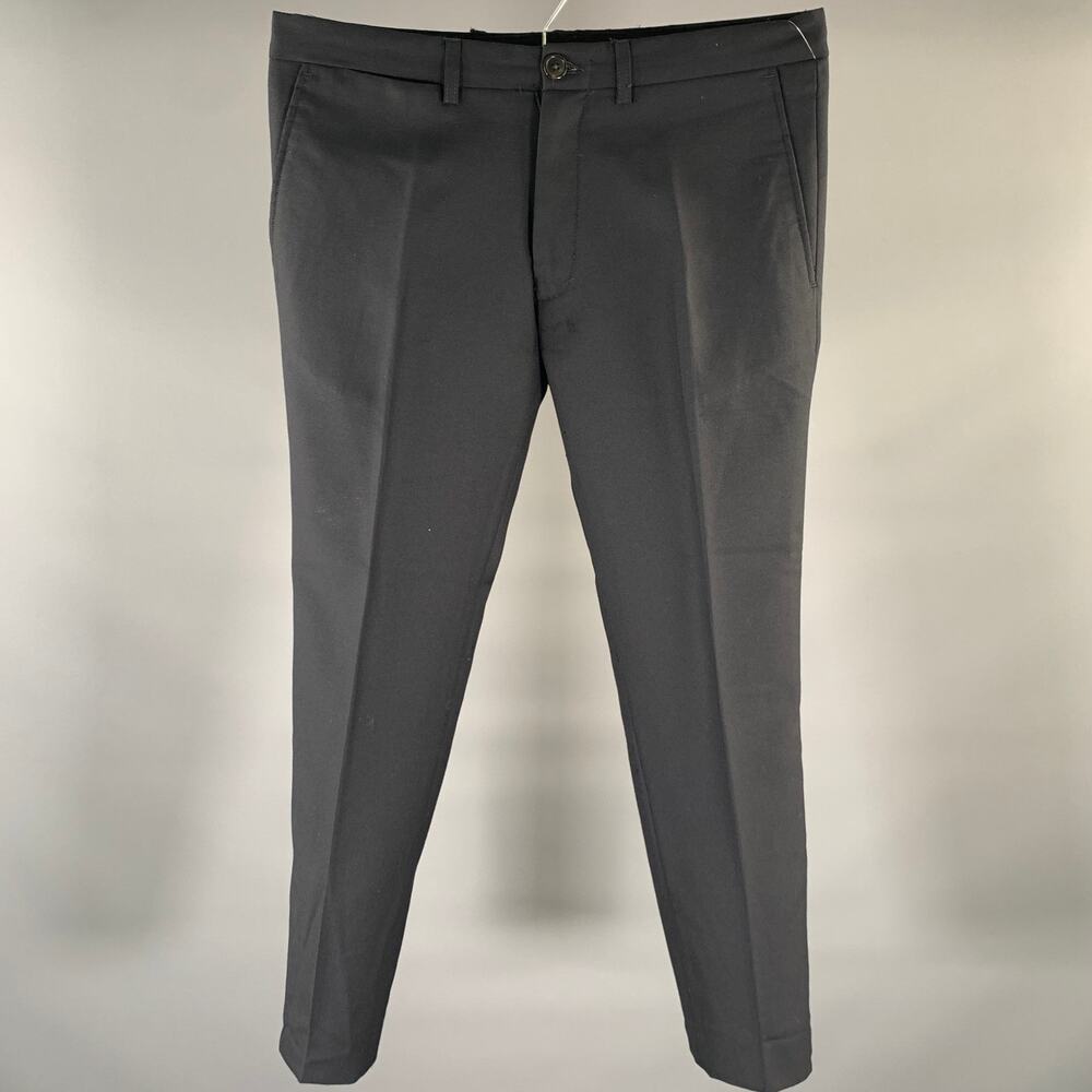 DRIES VAN NOTEN Size 32 Navy Wool Flat Front Dress Pants